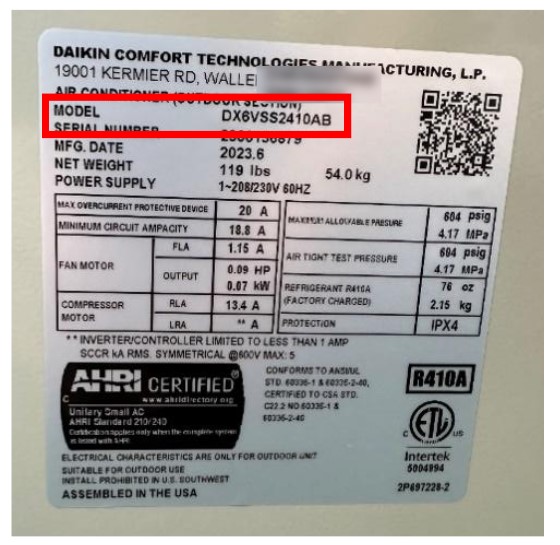 model-number-on-serial plate